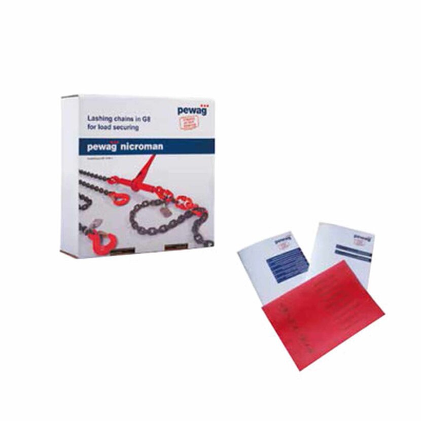 PEWAG Zurrkette entsprechend VDI 2701, DIN EN 12195-3, mit 2 Gabelkopfhaken- 93535-5.0m