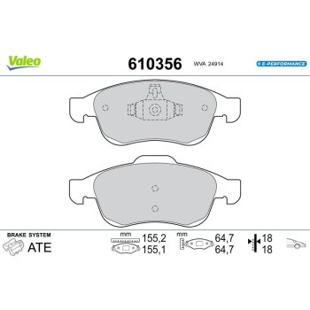 VALEO Bremsbelagsatz, Scheibenbremse 610356 für...