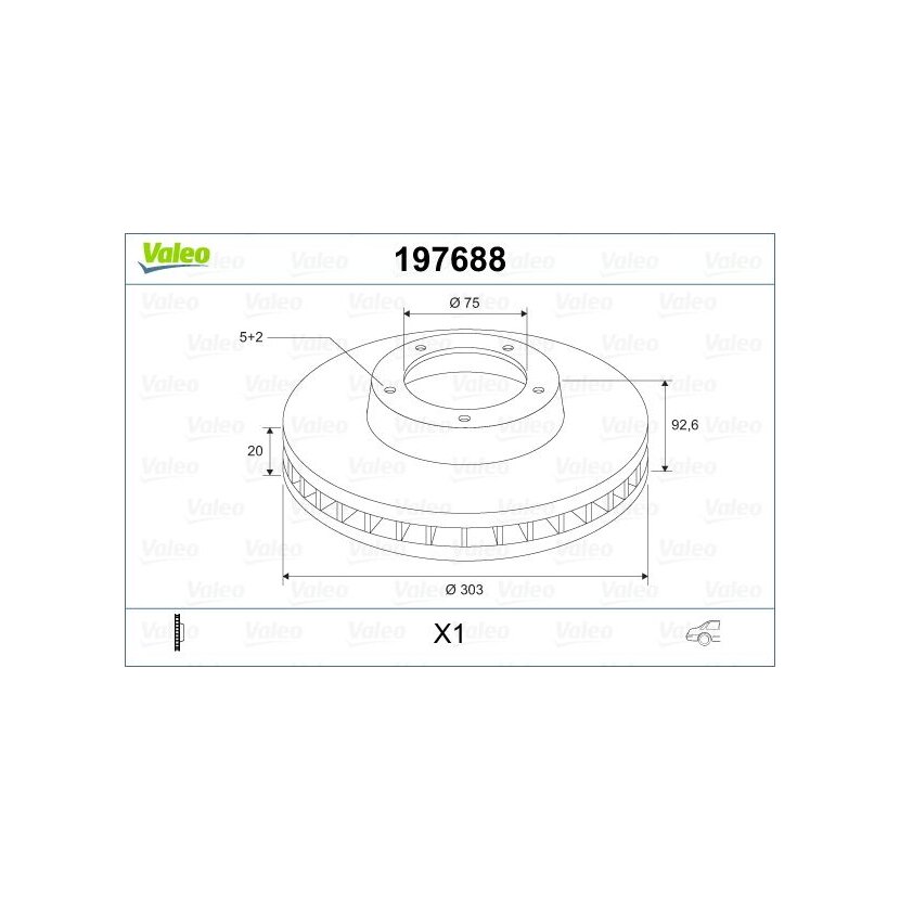 VALEO Bremsscheibe 197688 für 58329-4A350