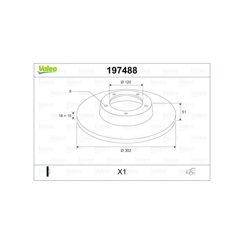 VALEO Bremsscheibe 197488 für 43206-00Q0C