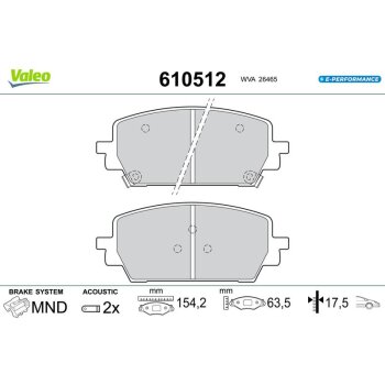 VALEO Bremsbelagsatz, Scheibenbremse 610512 für...