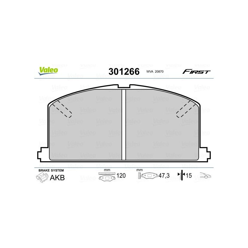 VALEO Bremsbelagsatz, Scheibenbremse 301266 für 04465-01010