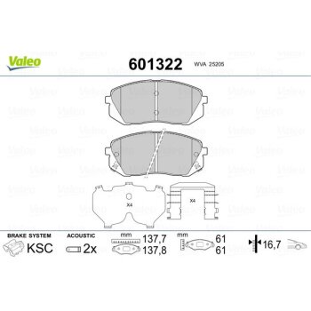 VALEO Bremsbelagsatz, Scheibenbremse 601322 für...