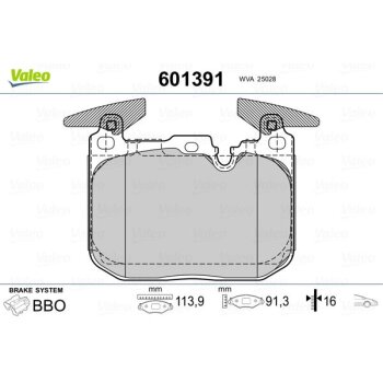 VALEO Bremsbelagsatz, Scheibenbremse 601391 für 34...
