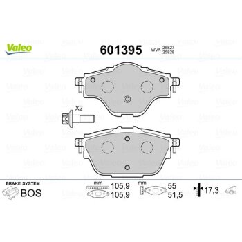 VALEO Bremsbelagsatz, Scheibenbremse 601395 für...