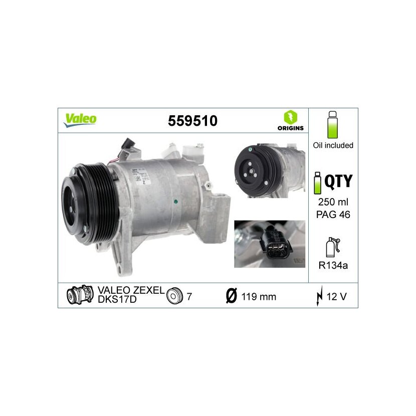 VALEO Kompressor, Klimaanlage 559510 für 926001JA1A