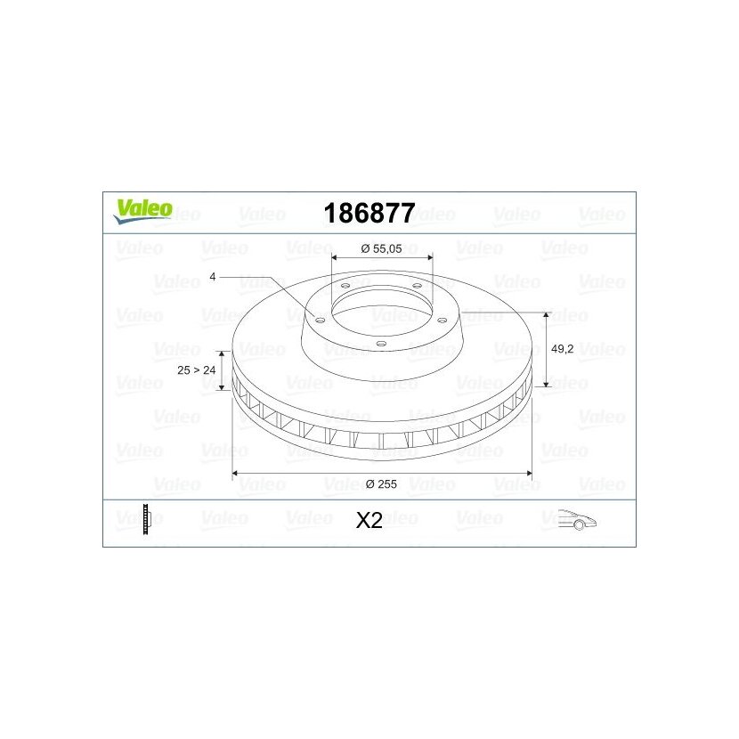 VALEO Bremsscheibe 186877 für 43512-12620