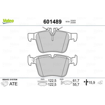 VALEO Bremsbelagsatz, Scheibenbremse 601489 für...