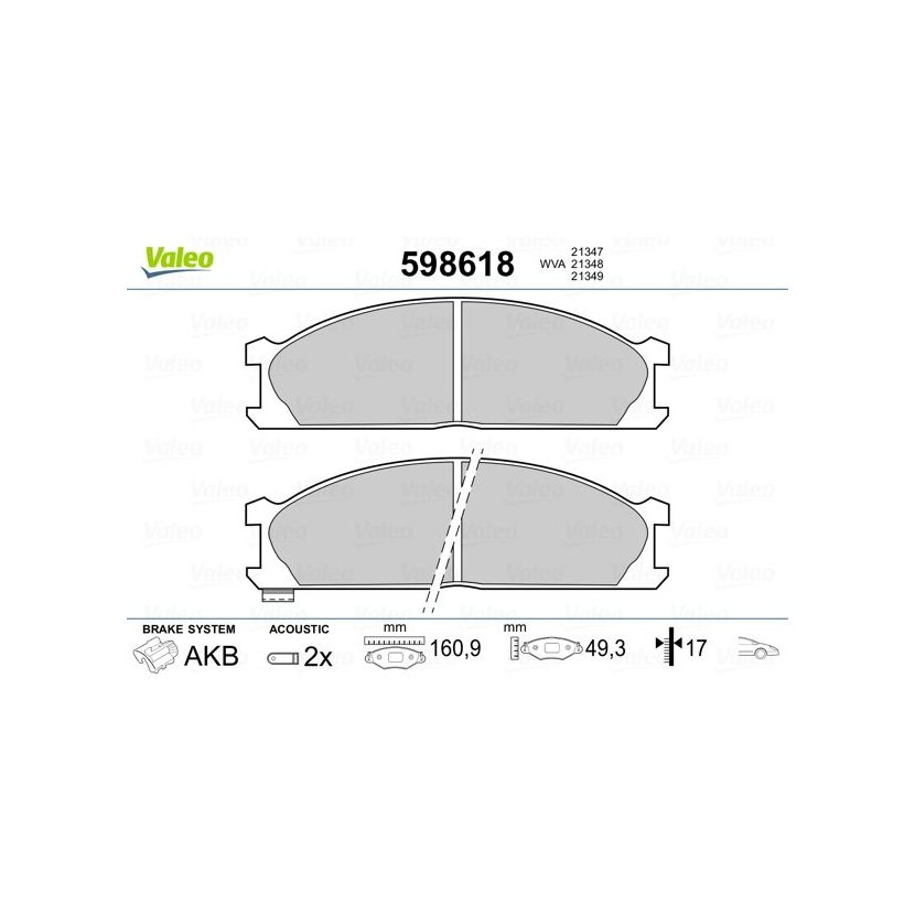 VALEO Bremsbelagsatz, Scheibenbremse 598618 für 41060-23C90