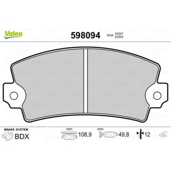 VALEO Bremsbelagsatz, Scheibenbremse 598094 für 791864