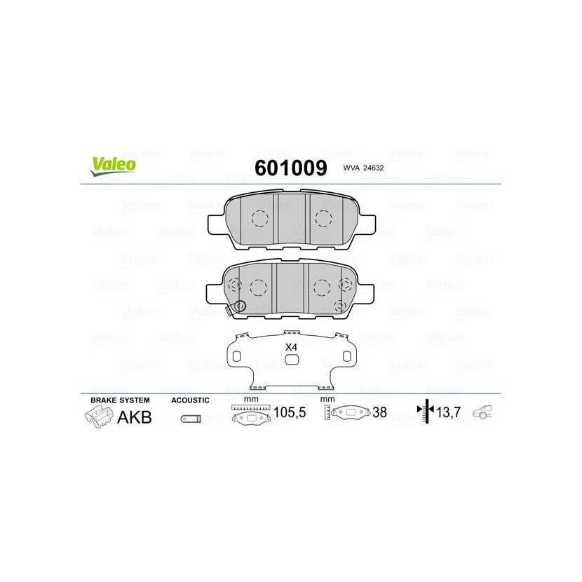 VALEO Bremsbelagsatz, Scheibenbremse 601009 für 44060-AL585