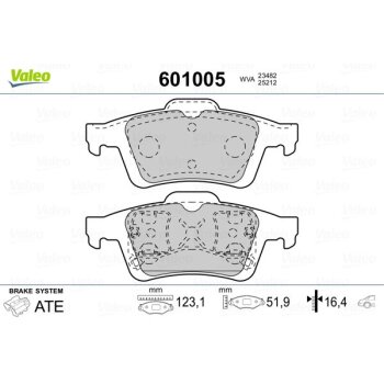 VALEO Bremsbelagsatz, Scheibenbremse 601005 für...