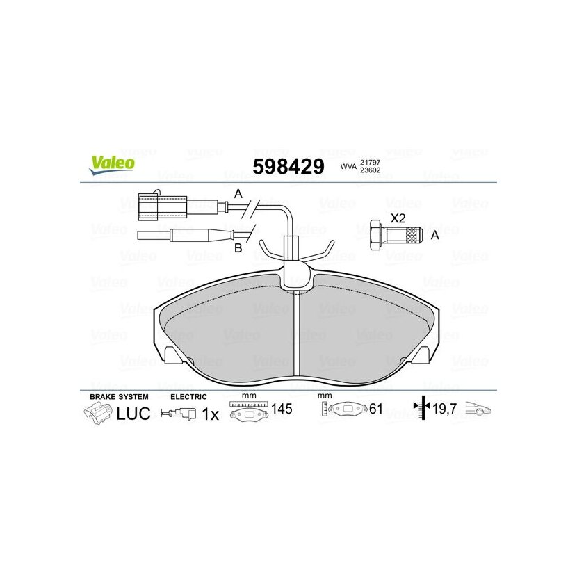 VALEO Bremsbelagsatz, Scheibenbremse 598429 für 4252-26