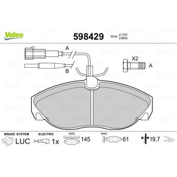 VALEO Bremsbelagsatz, Scheibenbremse 598429 für 4252-26