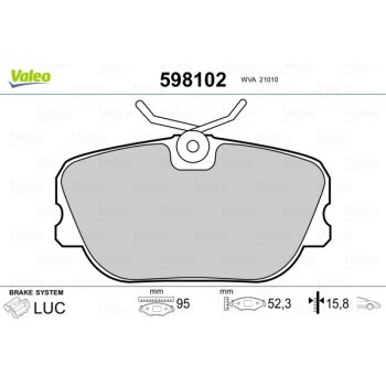 VALEO Bremsbelagsatz, Scheibenbremse 598102 für...