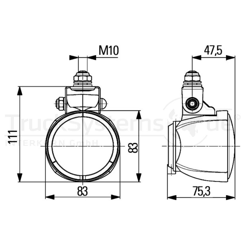 Hella Arbeitsscheinwerfer 12/24V H3 Rund 12V/24V H3 Haengend - 1G0 996 176-111 - 1G0996176111