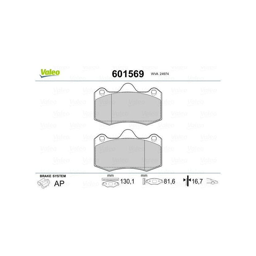 VALEO Bremsbelagsatz, Scheibenbremse 601569 für 6020013035
