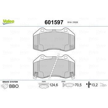 VALEO Bremsbelagsatz, Scheibenbremse 601597 für...