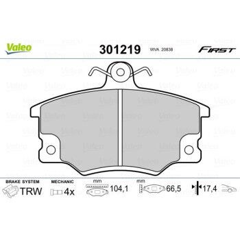 VALEO Bremsbelagsatz, Scheibenbremse 301219 für 794962