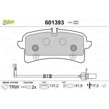 VALEO Bremsbelagsatz, Scheibenbremse 601393 für...
