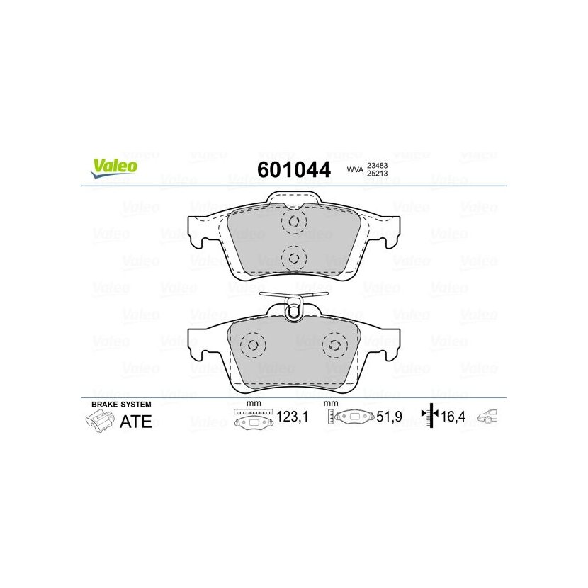 VALEO Bremsbelagsatz, Scheibenbremse 601044 für 1 683 383