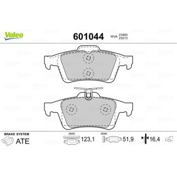 VALEO Bremsbelagsatz, Scheibenbremse 601044 für 1...