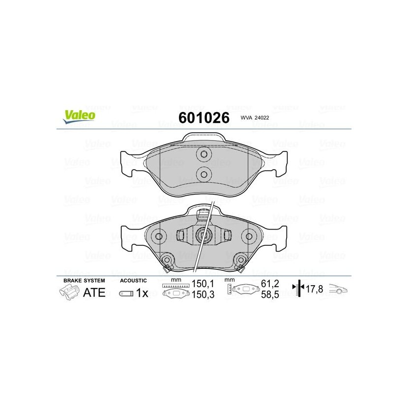VALEO Bremsbelagsatz, Scheibenbremse 601026 für 04465-0D050