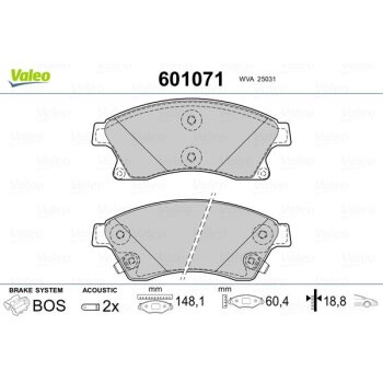 VALEO Bremsbelagsatz, Scheibenbremse 601071 für 13...
