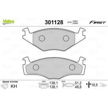 VALEO Bremsbelagsatz, Scheibenbremse 301128 für...