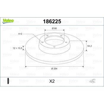 VALEO Bremsscheibe 186225 für 7700715166