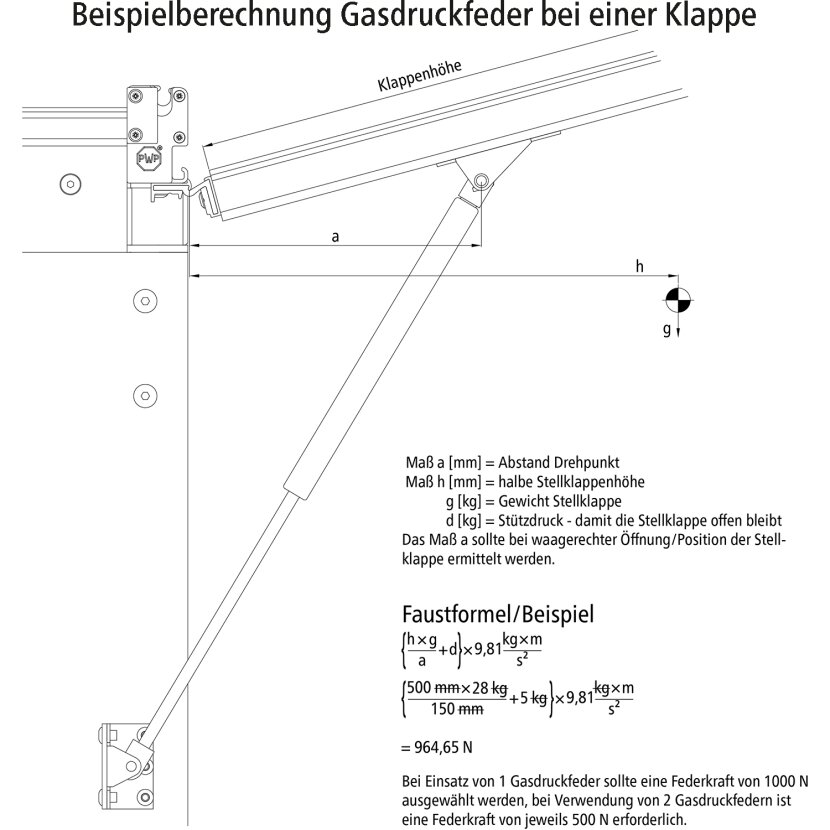 Gasfeder 0-3-150-1/750N-295/445 A/A, Federkraft 750N, Hub 150mm