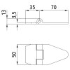 Seitentürscharnier verzinkt, L = 105 mm, B = 50 mm, H = 6,5 mm