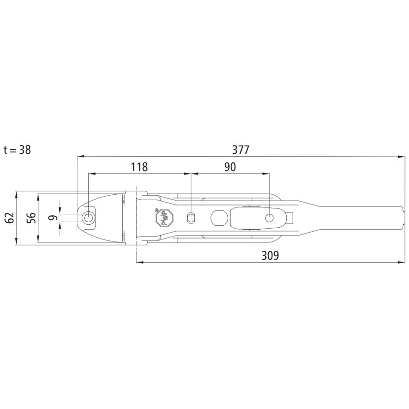 PWP Boxer II, innenliegender Drehstangenverschluss für Durchmesser 18 mm, verzinkt