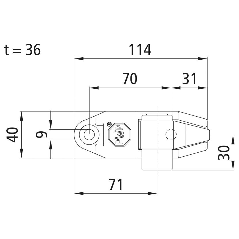 PWP Boxer II, innenliegender Drehstangenverschluss für Durchmesser 18 mm, verzinkt