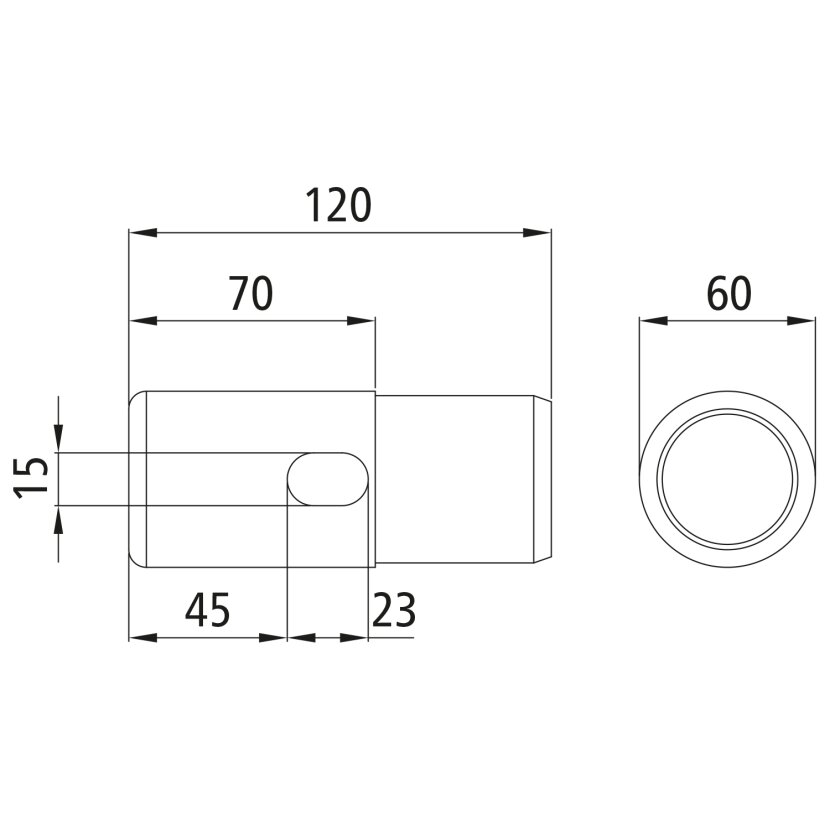 PVC-Endstopfen mit Langloch, passend für Planenrohr Durchmesser 60 mm, lang