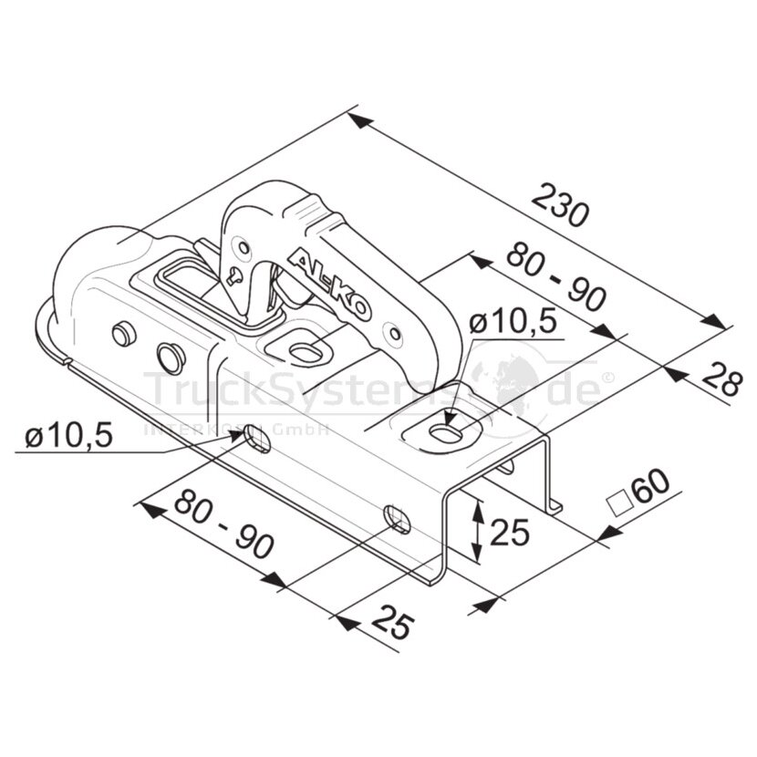 AL-KO Kupplung Typ Ak7/E 750Kg 60 Vierkant - 1224343