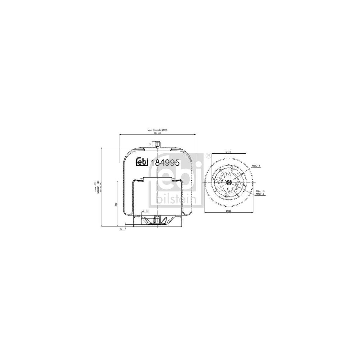 FEBI BILSTEIN Federbalg, Luftfederung 184995 für A942 320 38 21