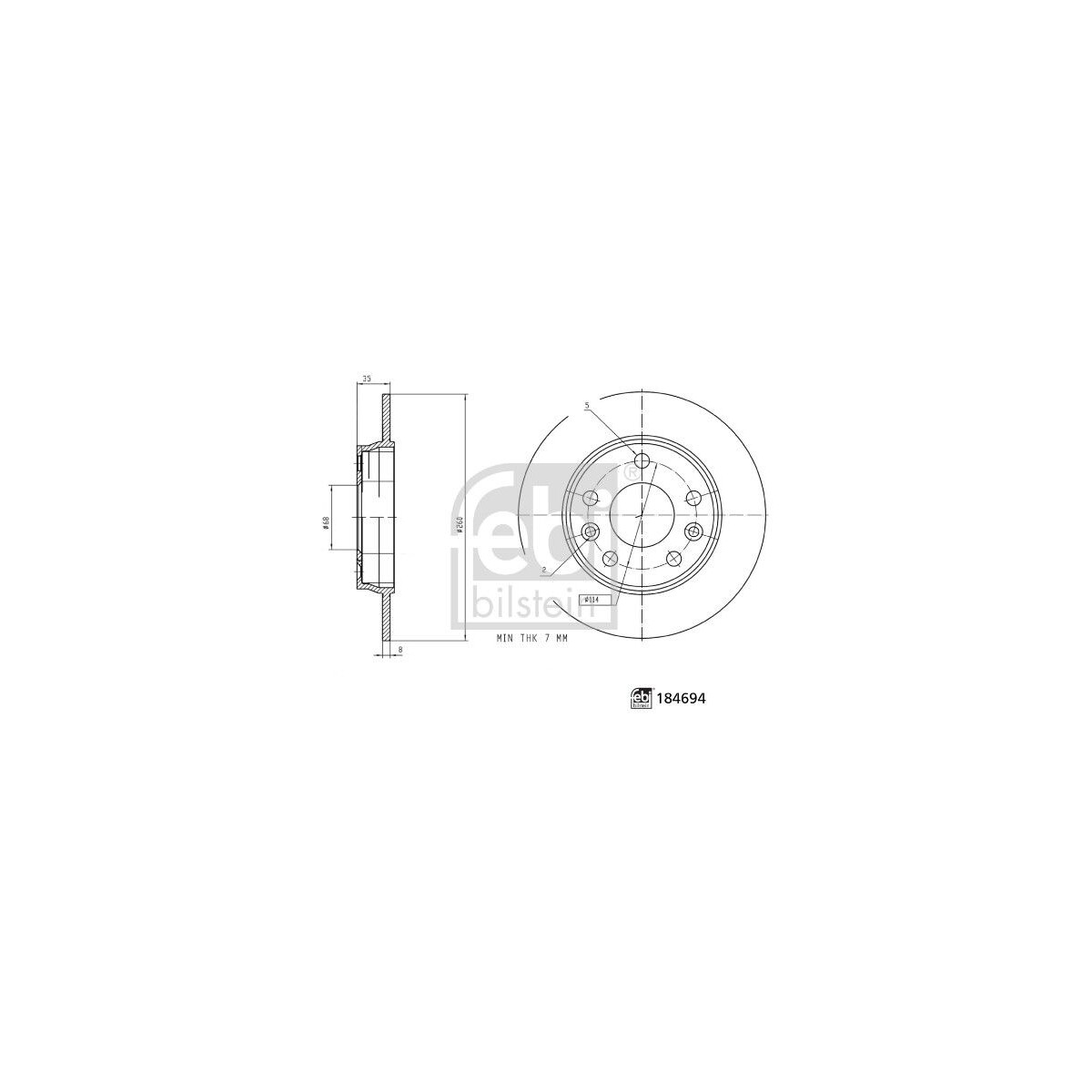 FEBI BILSTEIN Bremsscheibe 184694 für 44 0A 095 72R