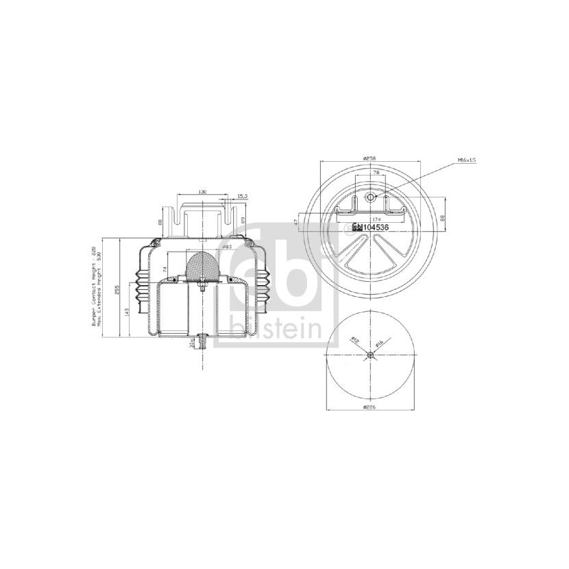 FEBI BILSTEIN Federbalg, Luftfederung 104536 für 22047989