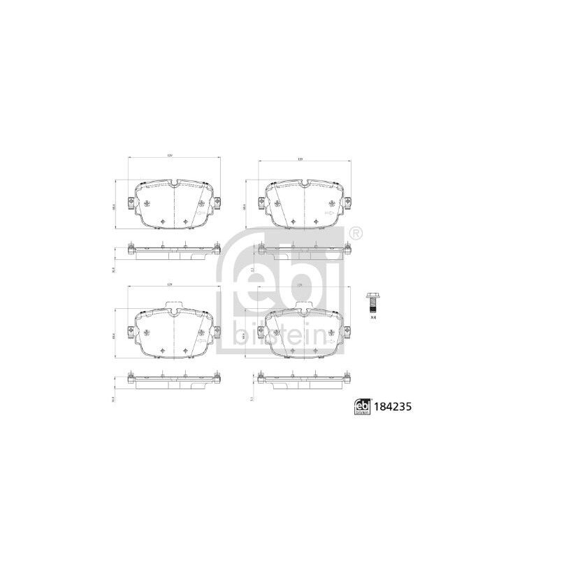 FEBI BILSTEIN Bremsbelagsatz, Scheibenbremse 184235 für 4M0 698 451 AA