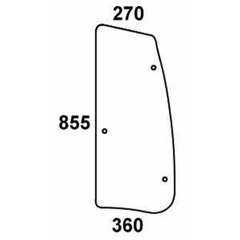 Seitenscheibe links - Lamborghini 04418828 Serie Champion 120, 135, 150, 160, 180, 200, Victory 230, 260 R6. 130 DCR, R6. 135 DCR, R6. 140 DCR, R6. 155 DCR, R6. 160 DCR, R6. 175 DCR, 6. 175 DCR, R6. 185 DCR, R6. 150 VRT, R6. 170 VRT, R6. 190 VRT, R7. 190