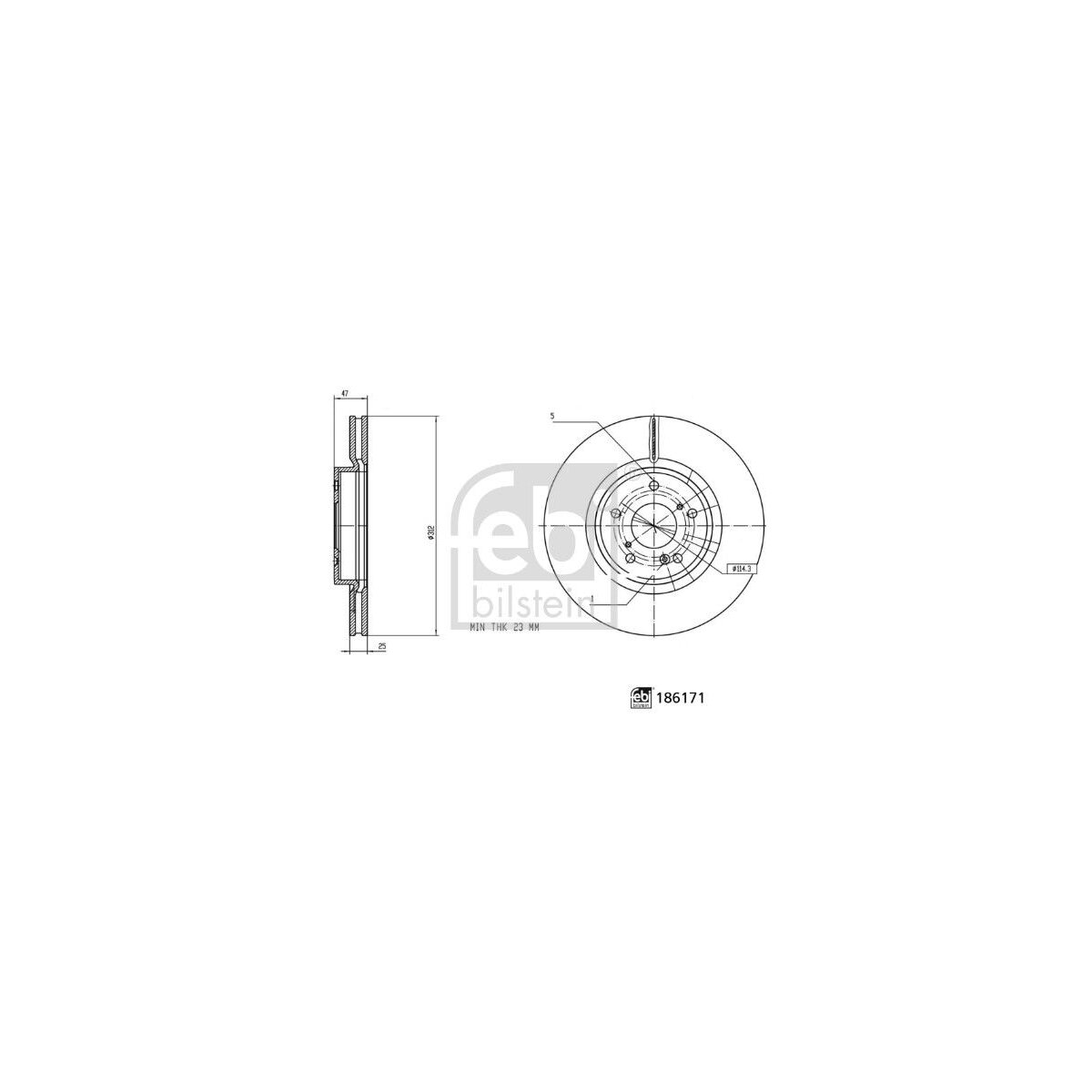 FEBI BILSTEIN Bremsscheibe 186171 für 45251-TLA-A00