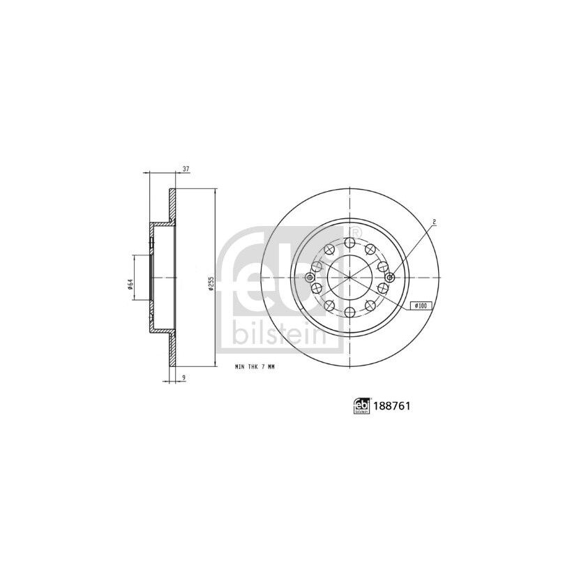 FEBI BILSTEIN Bremsscheibe 188761 für 10266049