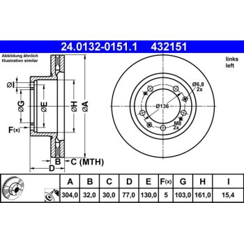 ATE Bremsscheibe 24.0132-0151.1 - 24013201511 für...