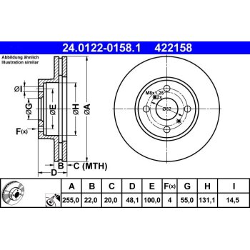 ATE Bremsscheibe 24.0122-0158.1 - 24012201581 für...