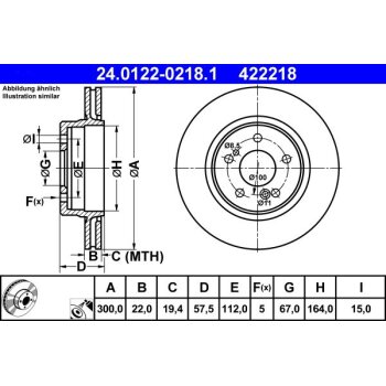 ATE Bremsscheibe 24.0122-0218.1 - 24012202181 für...