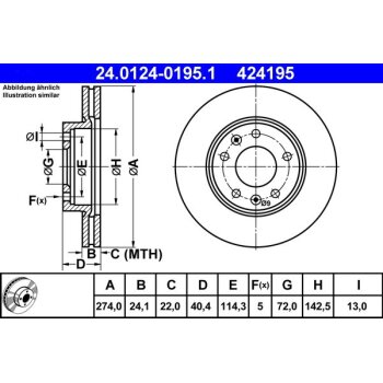 ATE Bremsscheibe 24.0124-0195.1 - 24012401951 für...