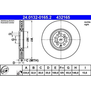 ATE Bremsscheibe 24.0132-0165.2 - 24013201652 für...