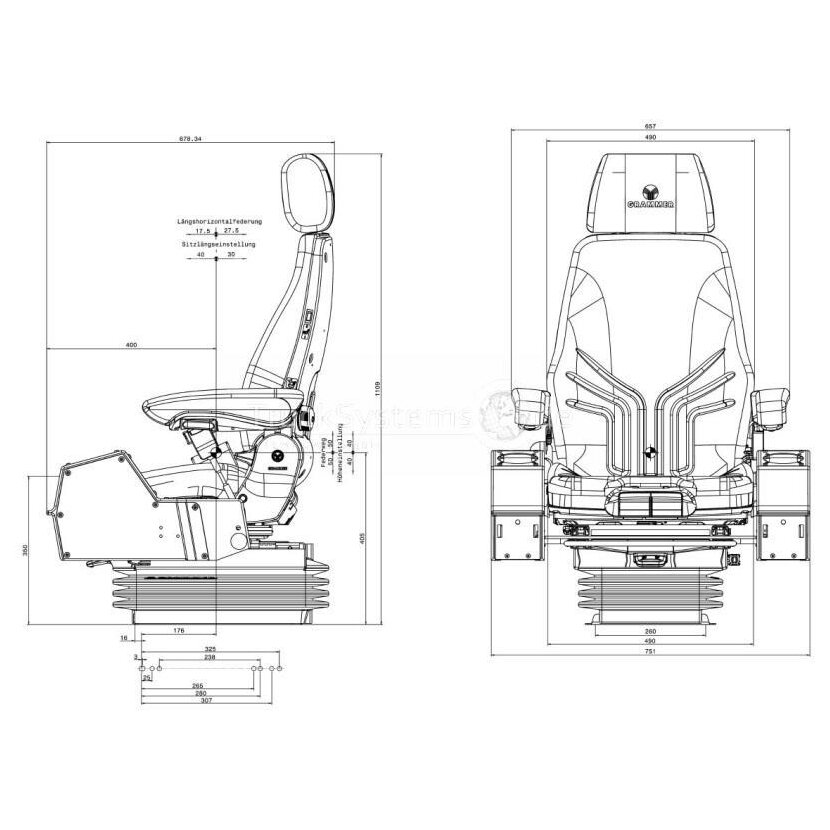 GRAMMER Fahrersitz - 1208008-12 V - MSG 95A/722 ohne Steuerhebelträger