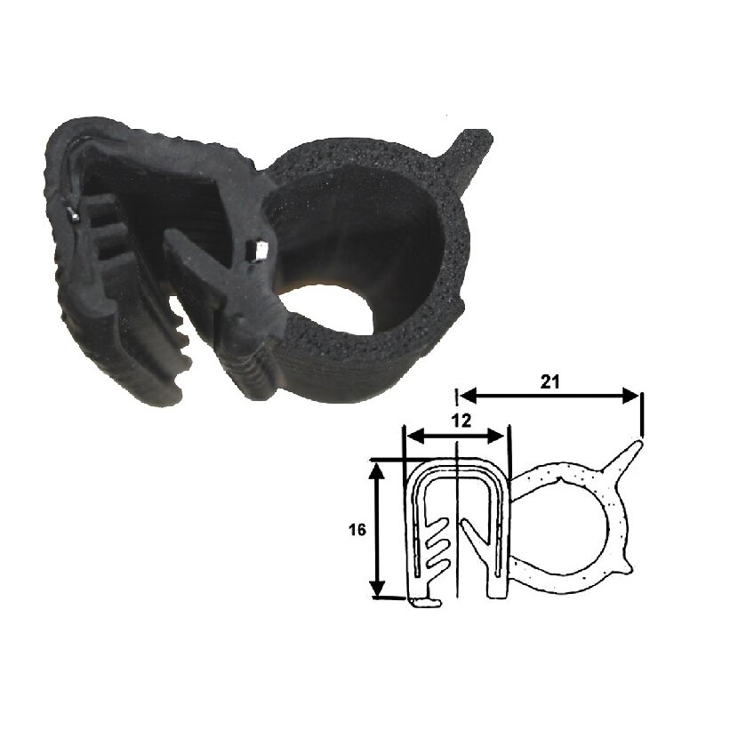 Universal Dichtprofil passend für Fahrzeugscheiben- Klemmbereich 5-6mm - Deutz, John Deere, universell 1396762, 04419141, GF 503157